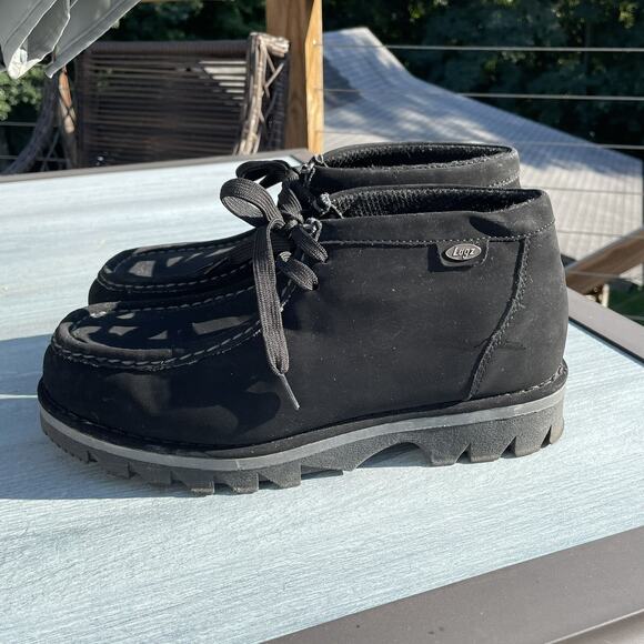 Lugz WALLY Chukka Boots Men’s 9.5 Black Nubuck Faux Suede Mid Ankle Lace Up - Picture 1 of 12